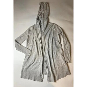 Athleta Light Gray Hooded Sweater Cardigan Womens Size Small Silk Blend